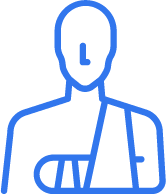 ZOTZ|KLIMAS, icon, Patient, blau, Verband, Verletzung
